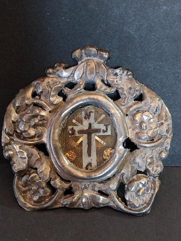 Reliekhouder - Zilver, Hout, Papier, Glas - 1800-1850 -