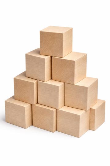 Set van 9 netjes geschaafde vierkant blokken lindehout (5x5, Doe-het-zelf en Bouw, Verzenden, Nieuw
