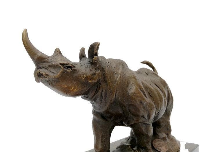 Beeldje - A rhino - Brons, Marmer, Antiek en Kunst, Kunst | Designobjecten