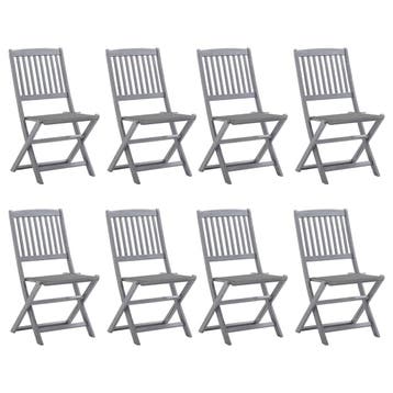 vidaXL Inklapbare stoelen 8 st met kussens massief, Verzenden, Nieuw