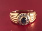 Bague - 14 carats Or jaune Saphir - Diamant - Blue Stone, Bijoux, Sacs & Beauté