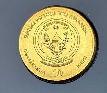 Rwanda. 10 Amafranga Der Berggorilla , 0.1 gr oro .999