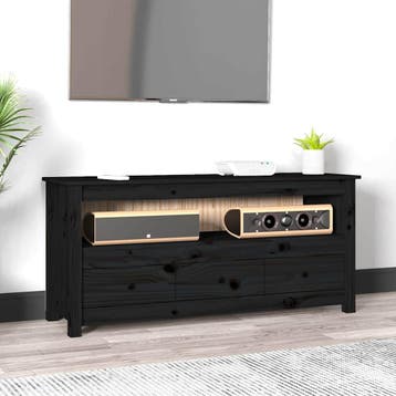vidaXL Tv-meubel 114x35x52 cm massief grenenhout zwart, Verzenden, Nieuw