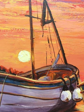 Milo Verdan XL 120 x 80 cm - Barcos en el crepúsculo