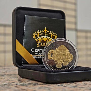 Ghana. 5 Cedis 2017, African Leopard, 1 Oz, Box & COA