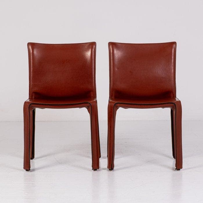 Cassina - Mario Bellini - Stoel (2) - Cab 412 - Staal, Leder, Antiek en Kunst, Kunst | Designobjecten