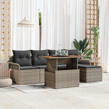 vidaXL Tuinbank Set 6 st Grijs, Verzenden, Nieuw