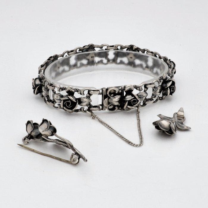 Zonder minimumprijs - 3-delige sieradenset Zilver, Handtassen en Accessoires, Antieke sieraden