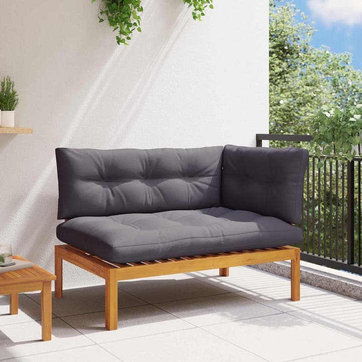 vidaXL Hoek Sofa Eenheid Natuurlijk en Donkergrijs, Tuin en Terras, Tuinsets en Loungesets, Nieuw, Verzenden