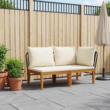 vidaXL 2 st Tuin Lounge Set met Kussens Massief acaciahout &, Tuin en Terras, Verzenden, Nieuw