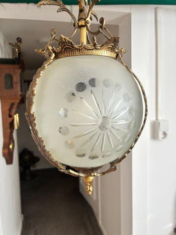 Hangende plafondlamp - Brons Glas