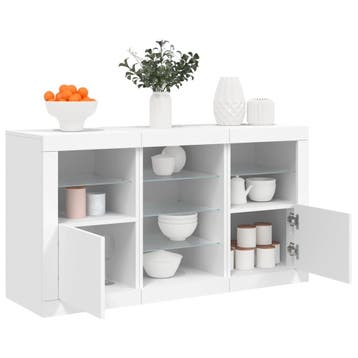 vidaXL Dressoir met LED-verlichting 123x37x67 cm wit, Huis en Inrichting, Kasten | Dressoirs, Verzenden, Nieuw