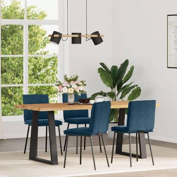 vidaXL Eetkamerstoelen 4 st fluweel blauw, Verzenden, Nieuw