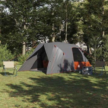 vidaXL Dome Tent 4-Person 4-persoons Grijs en Oranje, Caravans en Kamperen, Verzenden, Nieuw