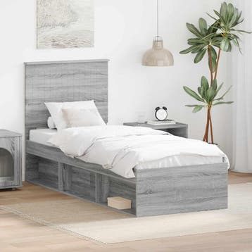 vidaXL Bedframe Grijs Sonoma 75 x 190 cm Massief grenenhout, Verzenden, Nieuw