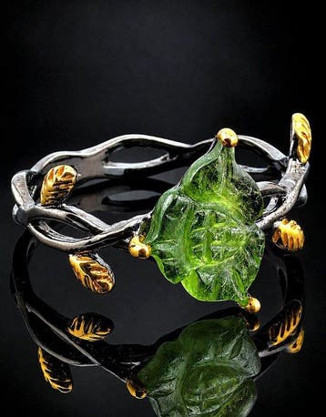 Groene toermalijnring - 925 sterlingzilver - Botanisch