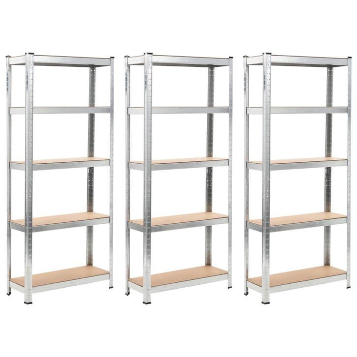 vidaXL Opbergrek 5-laags 3 st staal en bewerkt hout, Maison & Meubles, Armoires | Étagères, Envoi