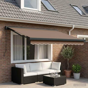 vidaXL Uitschuifbare luifel Taupe 450 × 300 cm Stof en, Verzenden, Nieuw