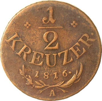 Oostenrijk. 1/2 1816 A & 1 Kreuzer 1816 B (Zonder