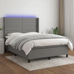 vidaXL Boxspring met matras en LED stof donkergrijs 140x200, Verzenden, Nieuw