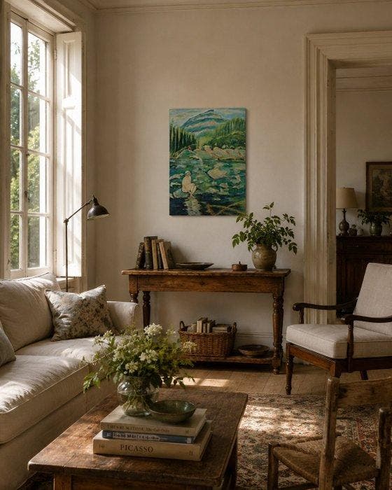 Josep Soler (1941) - Reflejos de montaña, Antiek en Kunst, Kunst | Schilderijen | Modern