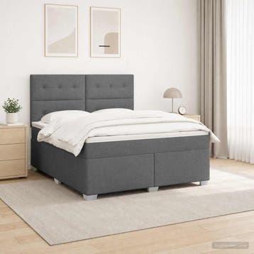 vidaXL Boxspringbed met matras Donkergrijs 160 x 200 cm Stof, Verzenden, Nieuw