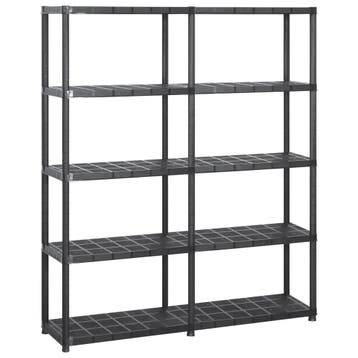 vidaXL Opbergrek 5-laags 142x38x170 cm kunststof zwart, Verzenden