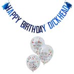 Blauwe Ballonnen Set Happy Birthday Dickhead 2,5m, Verzenden, Nieuw