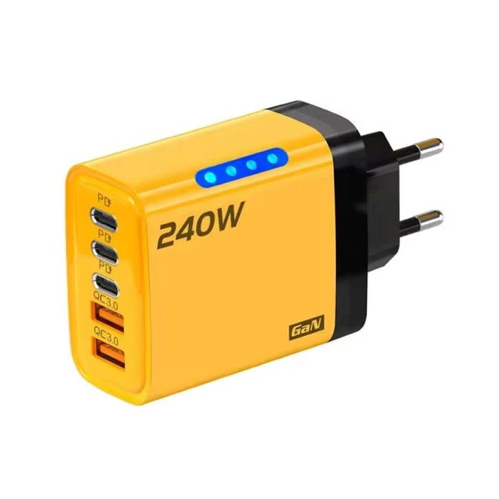 5-Poort GaN Stekkerlader 240W - PD / USB Oplader Lader, Télécoms, Téléphonie mobile | Batteries, Envoi