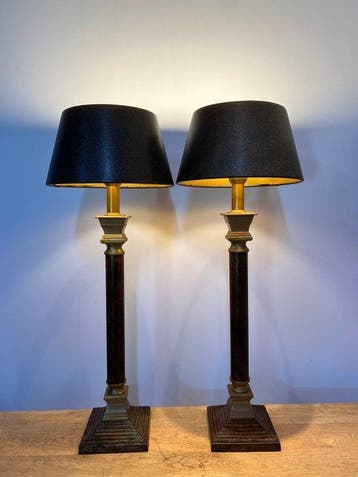 Lampe de table (2) - Lampes de table XL classiques en laiton, Antiek en Kunst