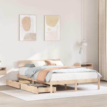 vidaXL Bedframe zonder matras massief grenenhout 140x190 cm, Verzenden