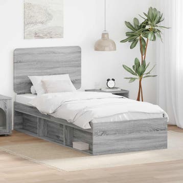 vidaXL Bedframe Grijs Sonoma 90 x 200 cm Massief grenenhout, Verzenden, Nieuw