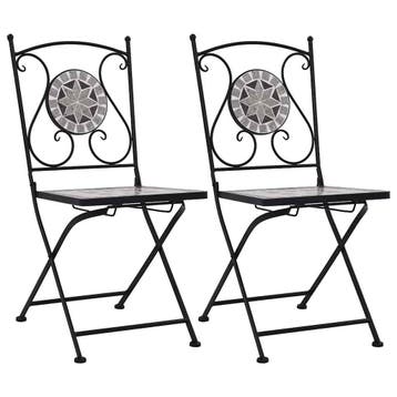 vidaXL Mozaïek klapstoelen, 2 stuks, grijs, Verzenden, Nieuw