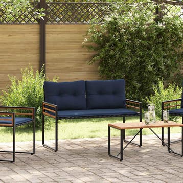 vidaXL Houten Laagbank 114 x 55 x 77 cm Marineblauw, Tuin en Terras, Verzenden, Nieuw