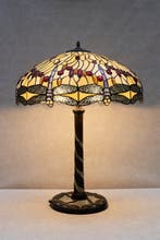 Lamp - Tiffany style - dragonfly - Messing, Glas - 80 cm! XL, Antiek en Kunst