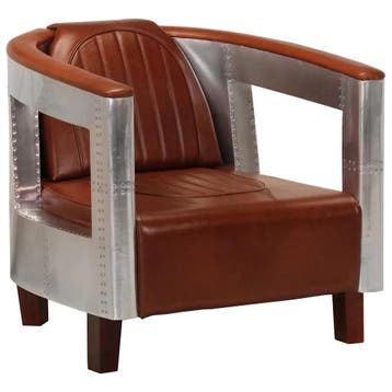 Leren Fauteuil Bruin | Tweede kansje, OP = OP!, Verzenden, Minder dan 75 cm, Luchtvaartstijl, Leer