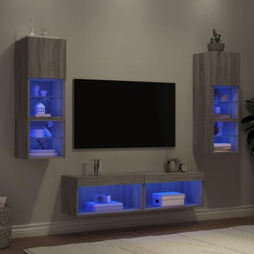 vidaXL 6-delige Tv-wandmeubelset met LED grijs sonoma, Verzenden, Nieuw
