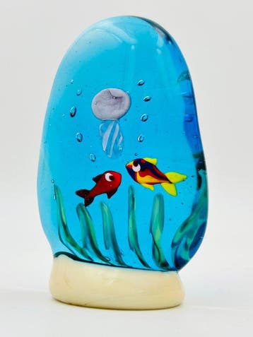 Handmade Murano glass - Sculpture, Acquario - 8 cm - Verre