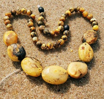 Ambre Collier en ambre baltique naturel brut non poli,