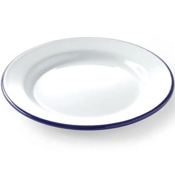 Bord | Geëmailleerd Staal | Wit/Blauw | Per Stuk | Ø240mm, Verzenden, Nieuw in verpakking