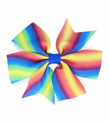 Haarspeld Duckklem 8cm – Strik van Stof – Regenboog –, Nieuw