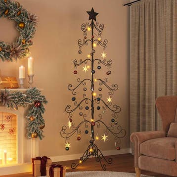 vidaXL Kerstdecoratie kerstboom 215 cm metaal zwart, Verzenden, Nieuw