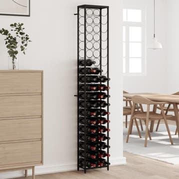 vidaXL Wijnrek voor 57 flessen 34x18x200 cm smeedijzer zwart, Huis en Inrichting, Verzenden, Nieuw