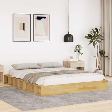 vidaXL Bedframe zonder matras 140x200 cm massief hout eiken, Verzenden, Nieuw