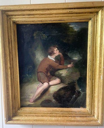 English School - 19th Century - Young Man in Nature, Antiek en Kunst