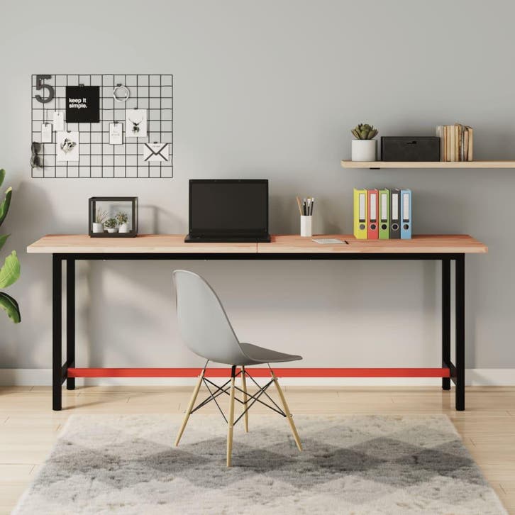 vidaXL Werkbank 200x55x81,5 cm massief beukenhout en metaal, Bricolage & Construction, Établis, Envoi