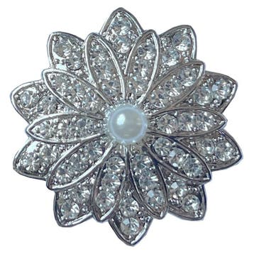 Fako Bijoux - Magneet Broche XL - Bloem Kristal Met Parel -, Verzenden