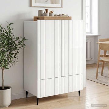 vidaXL Dressoir Hoogglans Wit 66 x 34,5 x 97 cm Bewerkt hout, Verzenden, Nieuw