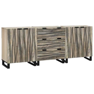 vidaXL Dressoir Set 3 st Wit 180 x 33 x 75 cm Massief Mango, Verzenden, Nieuw