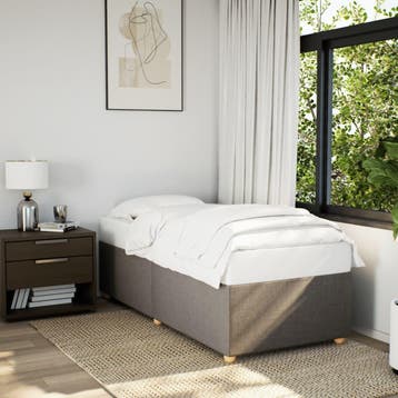 vidaXL Bedframe zonder matras 90x200 cm stof taupe, Verzenden